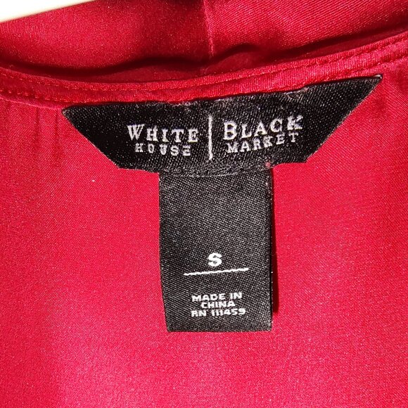 WHITE HOUSE BLACK MARKET SLVLS BLOUSE BIAS CUT LONG TIES PULLOVER RED SZ SMALL - Picture 3 of 9